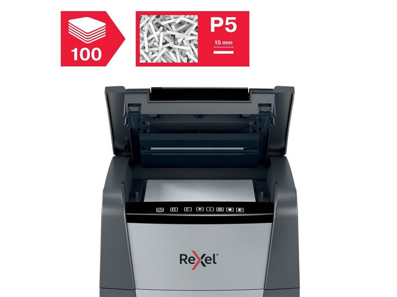 Rexel Optimum AutoFeed+ 100M Automatischer Aktenvernichter Mikroschnitt, P5