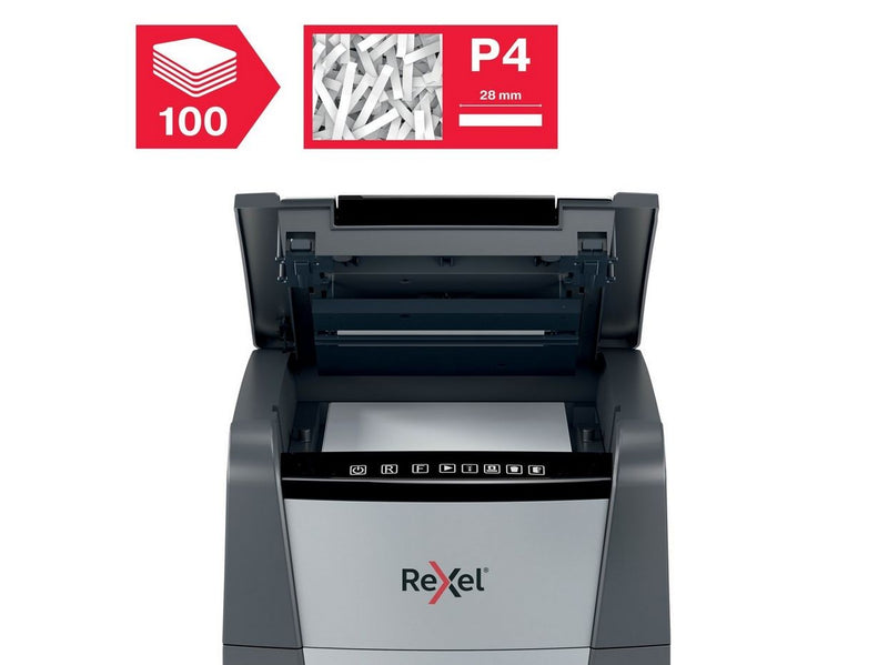 Rexel Optimum AutoFeed+ 100X Automatischer Aktenvernichter Partikelschnitt, P4