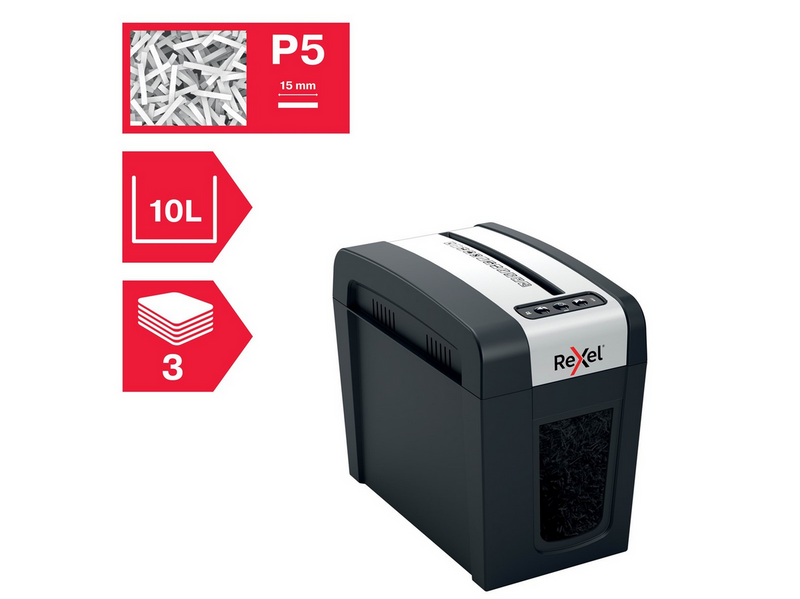 Rexel Secure MC3-SL Slimline Whisper-Shred™ Aktenvernichter, Mikroschnitt, P5,