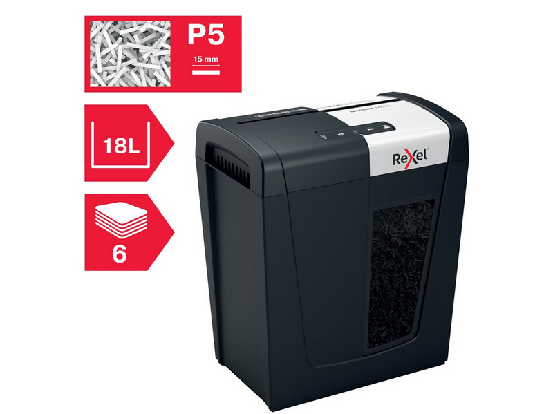 Rexel Secure MC6 Whisper-Shred™ Aktenvernichter, Mikroschnitt, P5, 6 Blatt