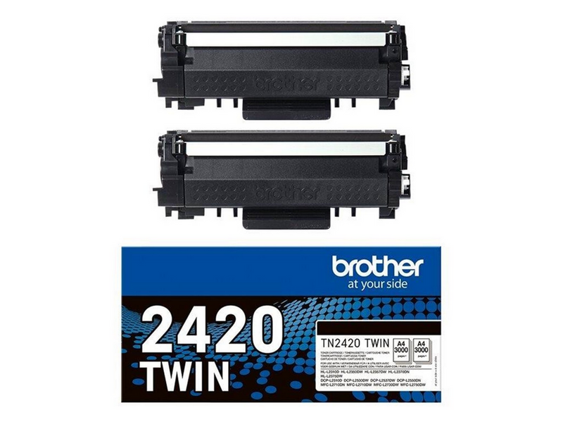 Brother TN2420TWIN / TN2420 2-Pack High Capacity Black Toner