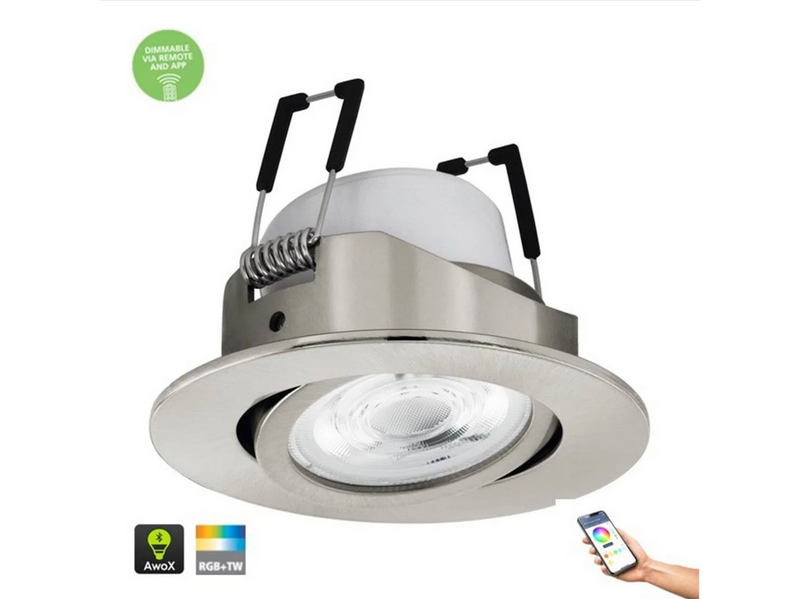 EGLO SALICETO-Z recessed spot RGB+TW 5W Ø88 mm brushed steel