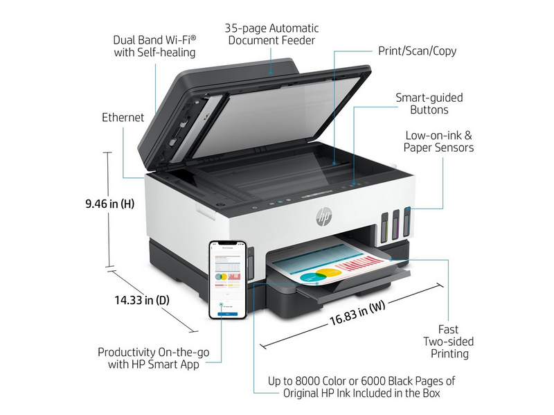 HP Smart Tank 7305 All-in-One Multifunktion - Farbe - Tinte