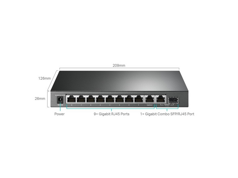 TP-Link TL-SG1210MPE 10-Port Gigabit Easy Smart Switch with 8-Port PoE+ (123W)