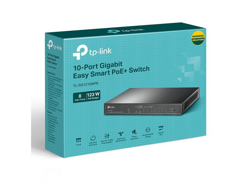 TP-Link TL-SG1210MPE 10-Port Gigabit Easy Smart Switch with 8-Port PoE+ (123W)