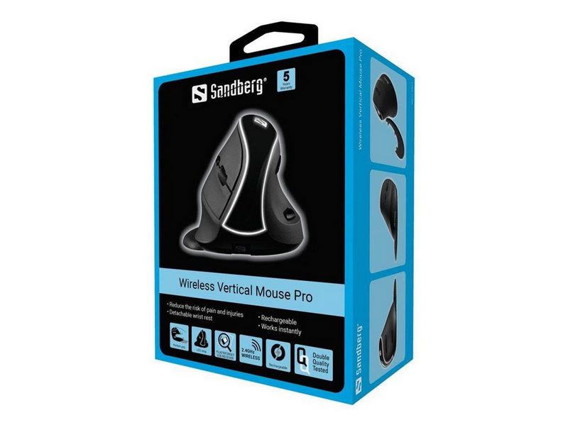 Sandberg Wireless Vertical Mouse Pro - Vertical mouse (Schwarz)