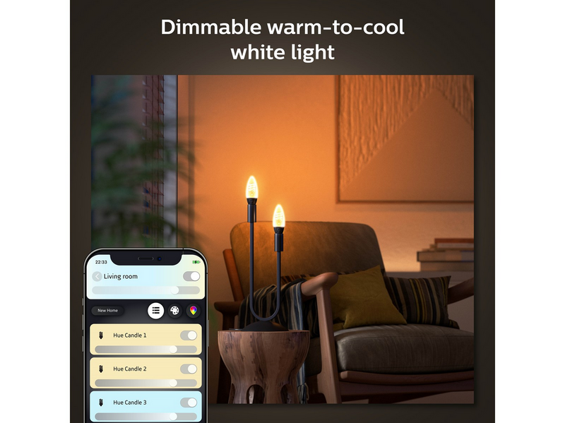 Philips Hue White Ambiance Filament E14 Candle 1-Pack