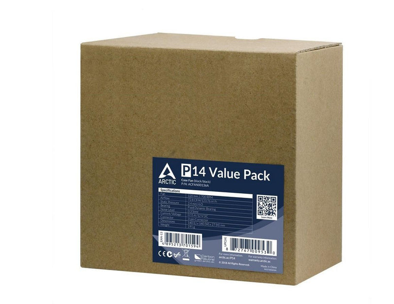 Arctic P14 - 5-pack value pack - Gehäuselüfter - 140mm - Schwarz - 23 dBA