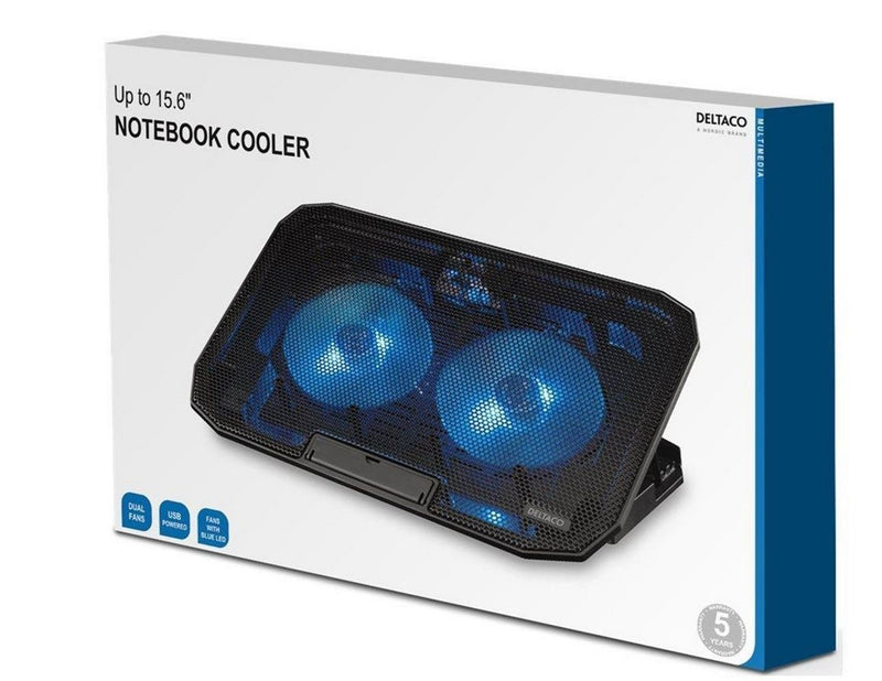 Deltaco Laptop Cooler for 15.6" lapotop 2 x 120mm fan