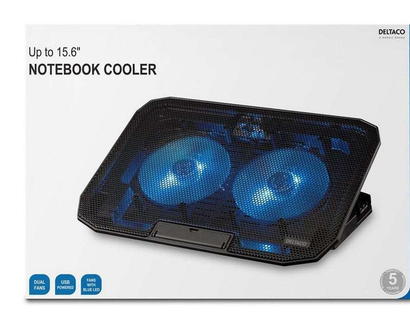 Deltaco Laptop Cooler for 15.6" lapotop 2 x 120mm fan