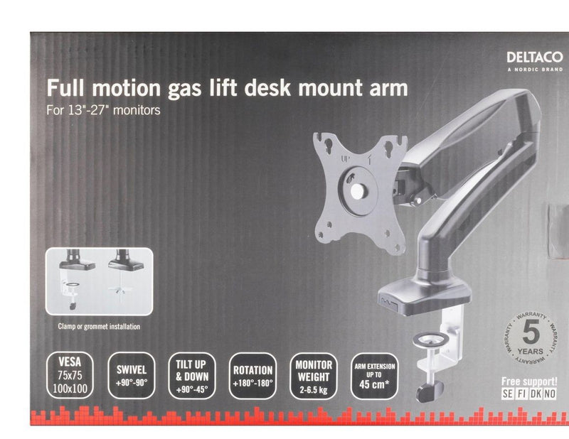 Deltaco Monitor desk mount 13-27" gas operated