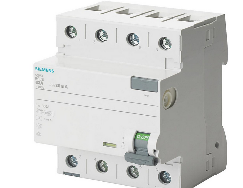 Siemens Rccb 4-polet type a 63a 30 ma 400vac 5sv3346-6