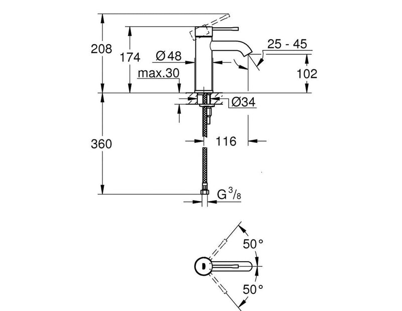 Grohe Essence, Einhand-Waschtischbatterie, DN 15S-Size, cool sunrise gebürstet