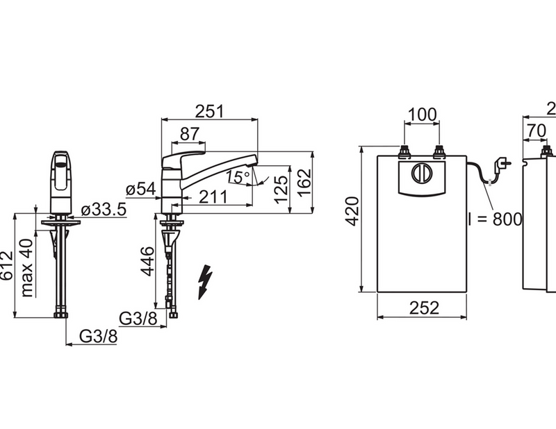 Oras safira kitchen faucet with water heater