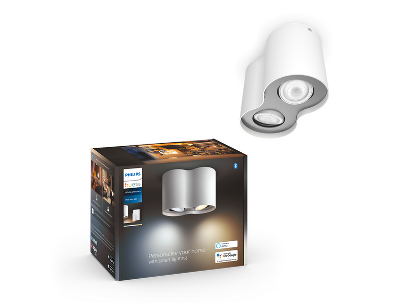 Philips Hue Pillar Double Spotlight - White - With Dimmer Switch