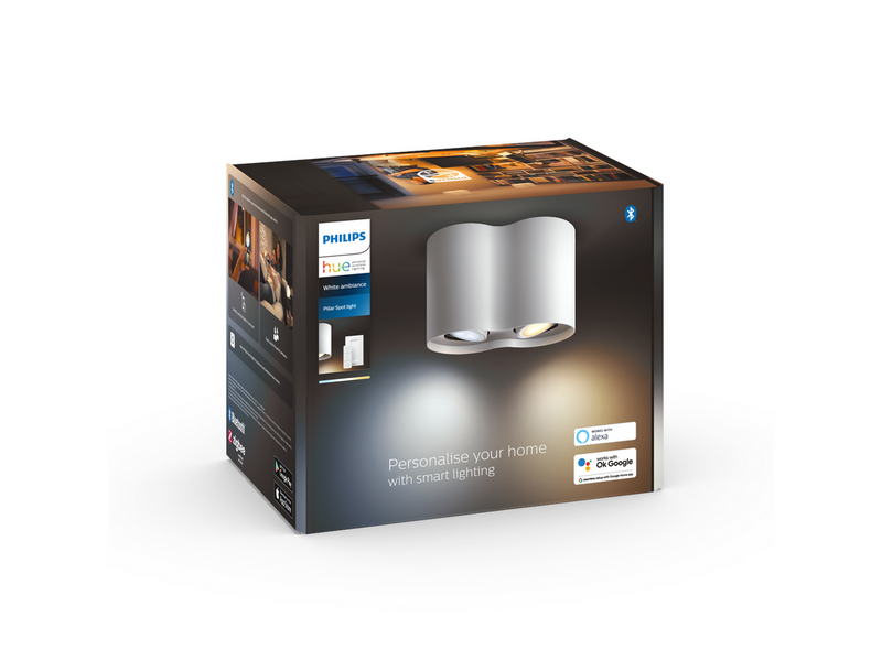 Philips Hue Pillar Double Spotlight - White - With Dimmer Switch