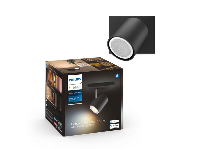 Philips Hue Runner Single Spotlight - Black - No Dimmer Switch