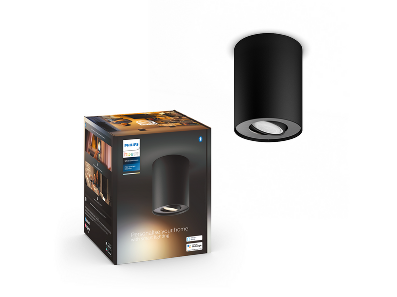 Philips Hue Pillar Single Spotlight - Black - No Dimmer Switch
