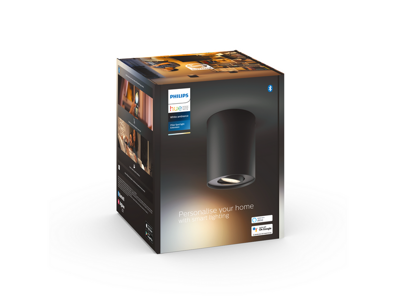 Philips Hue Pillar Single Spotlight - Black - No Dimmer Switch