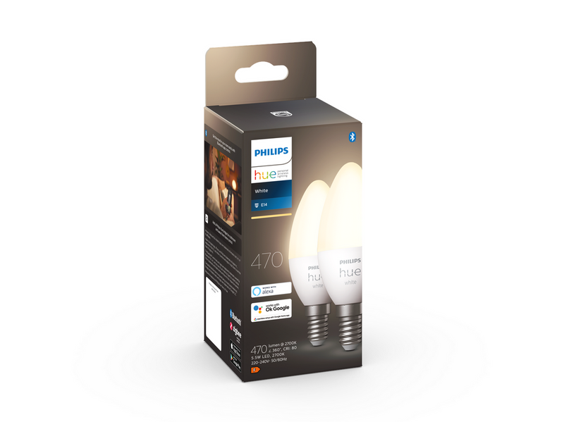 Philips Hue White E14 B39 Candle Light - 2-pack