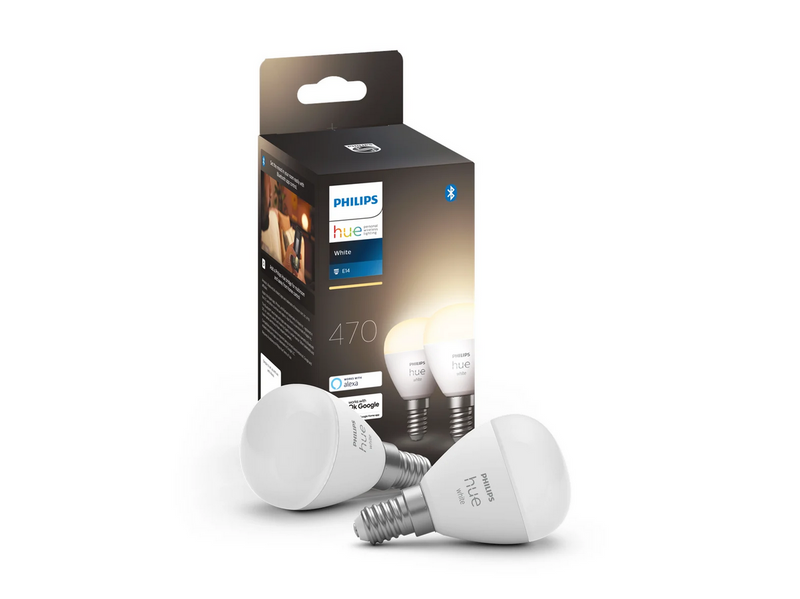 Philips Hue White P45 E14 Luster Bulb - 2-Pack