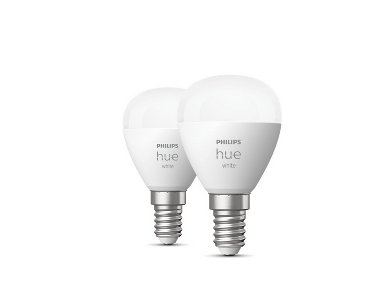 Philips Hue White P45 E14 Luster Bulb - 2-Pack