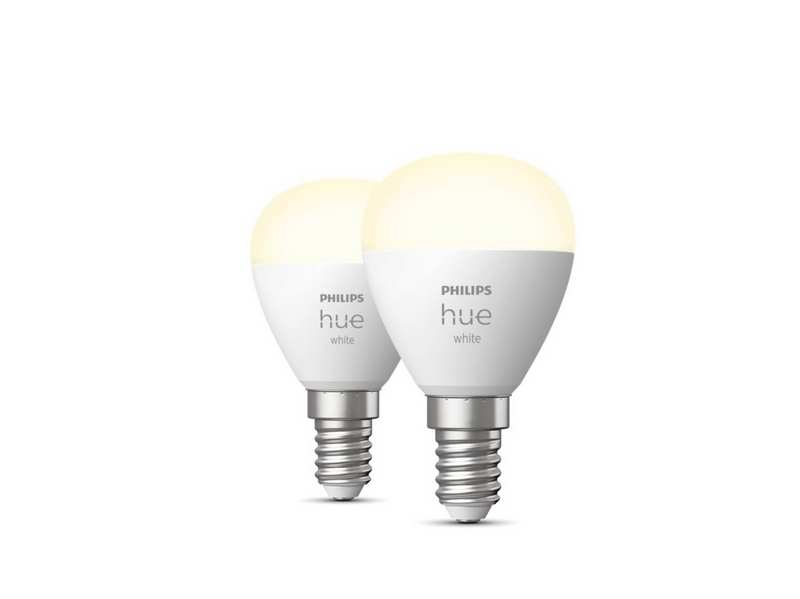 Philips Hue White P45 E14 Luster Bulb - 2-Pack