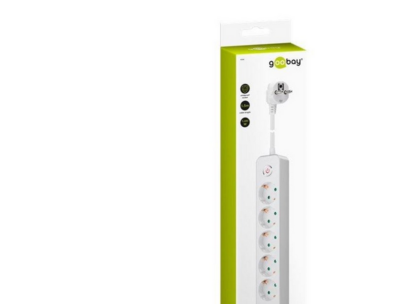 Pro 5-way w/switch - 2xUSB ports - Weiß - 1.5m
