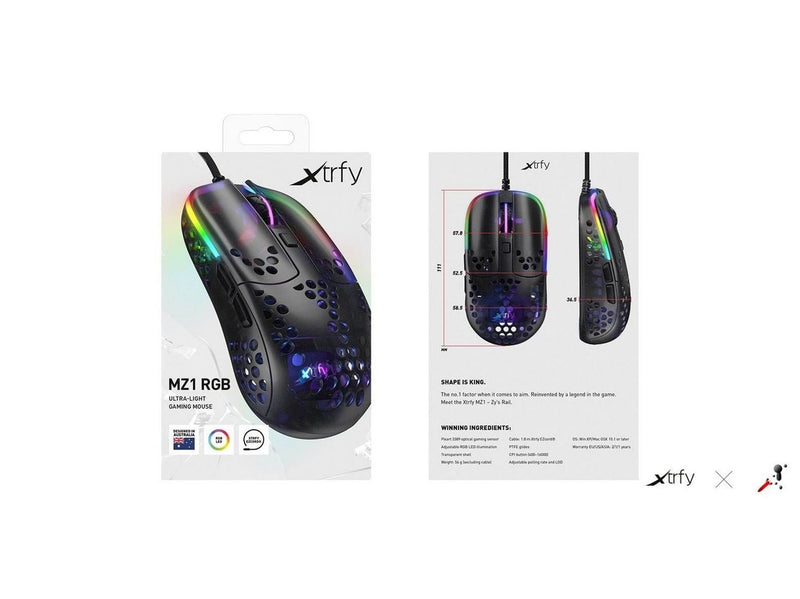 Xtrfy MZ1 - Zy's Rail - Gaming Maus (Schwarz mit RGB)