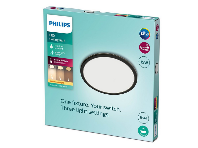 Philips Superslim CL550 Ceiling lamp Ø250 mm LED 15W 2700K SceneSwitch IP44,