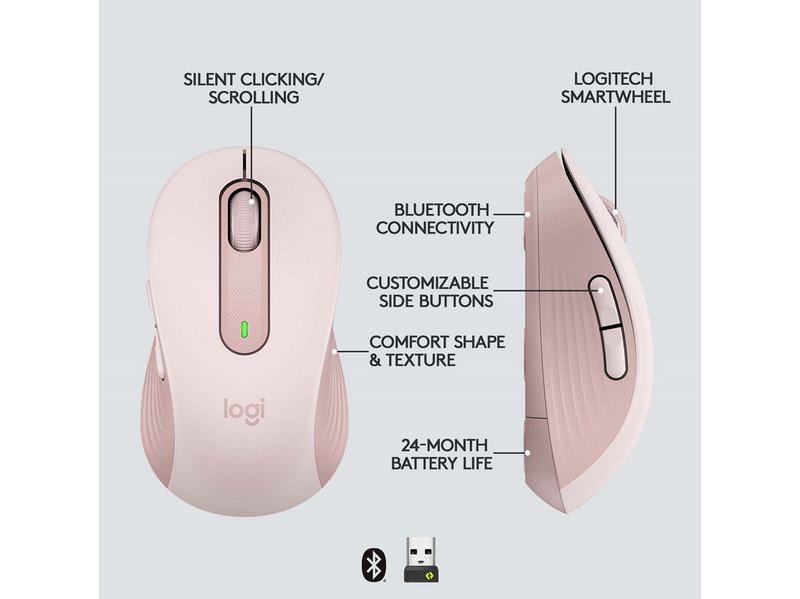Logitech Signature M650 Wireless Rose - Maus (Pink)