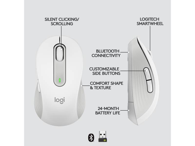Logitech Signature M650 Wireless Off-White - Maus (Weiß)