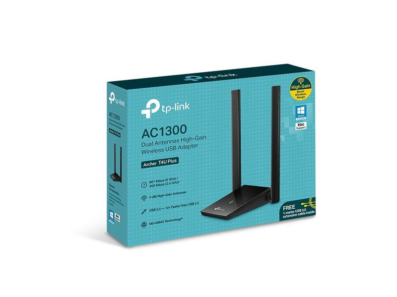 TP-Link Archer T4U Plus AC1300 Dual Antennas High-Gain Wireless USB Adapter