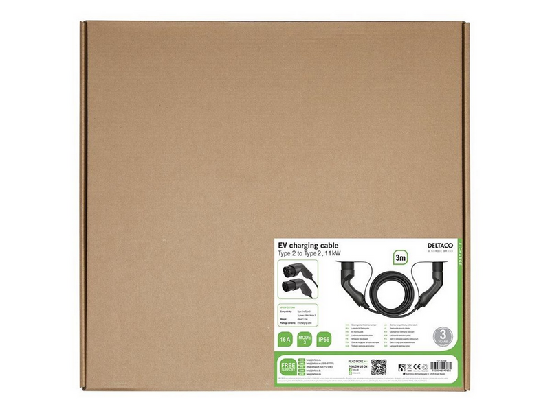 Deltaco e-Charge cable type 2 - type 2 3 phase 16A 3m