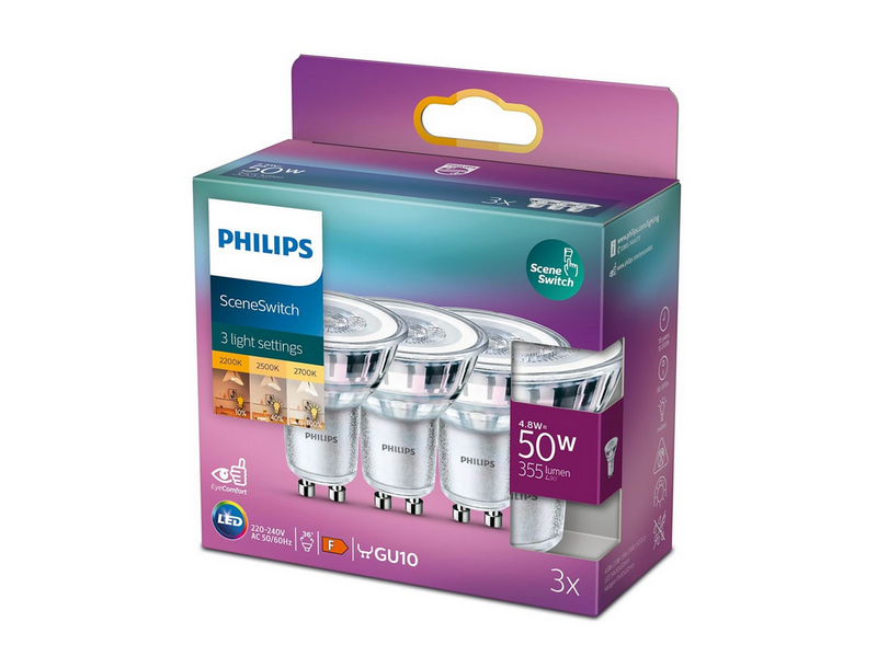 Philips LED-Lampe SceneSwitch 4.8W (50W) 822-827 36° 3-pack GU10