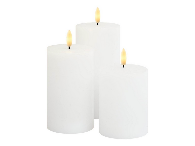 SIRIUS Sille LED rechargeable block candles white 3 pcs.