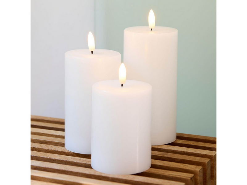 SIRIUS Sille LED rechargeable block candles white 3 pcs.