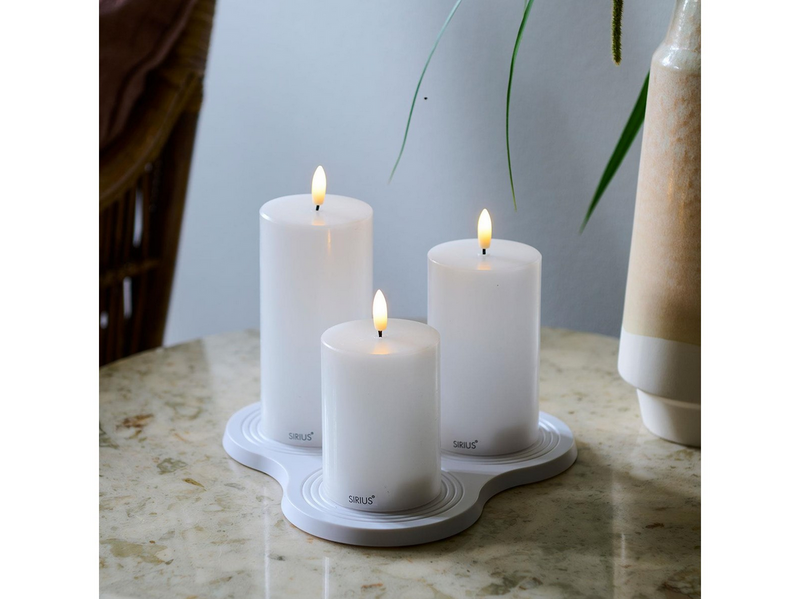SIRIUS Sille LED rechargeable block candles white 3 pcs.