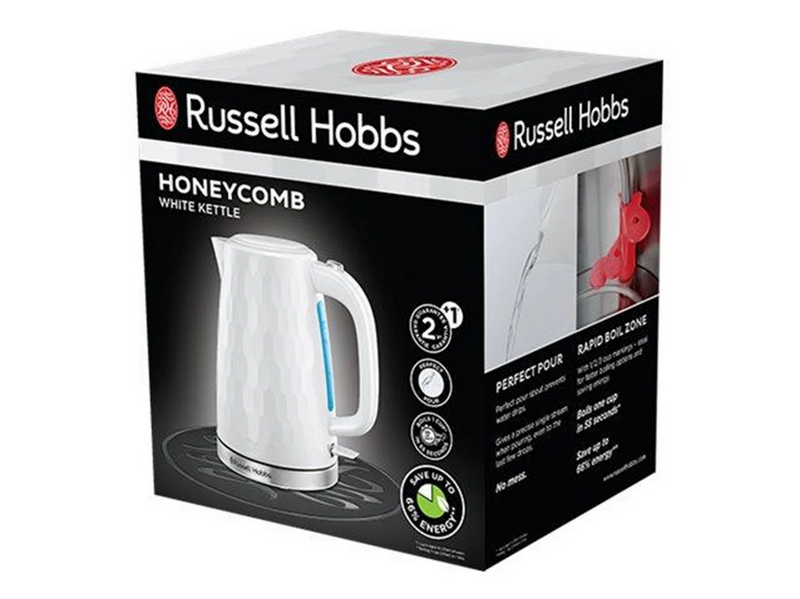 Russell Hobbs Wasserkocher Rapid Boil Kettle Honey Comb - White 26050-70 - Weiß