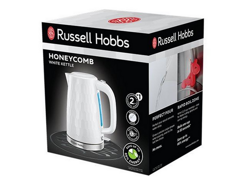 Russell Hobbs Wasserkocher Rapid Boil Kettle Honey Comb - White 26050-70 - Weiß