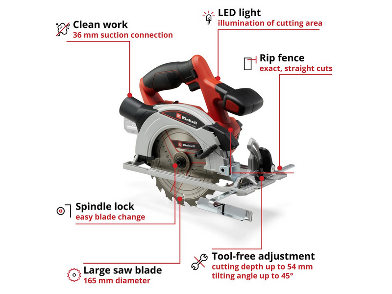 Einhell Cordless Circular Saw TE-CS 18/165-1 Li - Solo