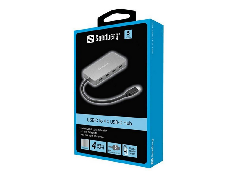 Sandberg USB-C to 4 x USB-C Hub USB-Hubs - USB 3.1 - 4 - Grau