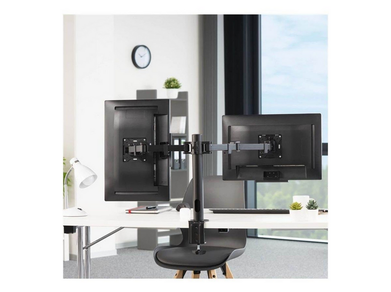 Hama mounting kit - full-motion - for 2 monitors - black