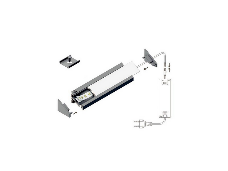 Light Solutions Aluminium-Winkelprofil – Modell C für Philips Hue und WiZ – Weiß