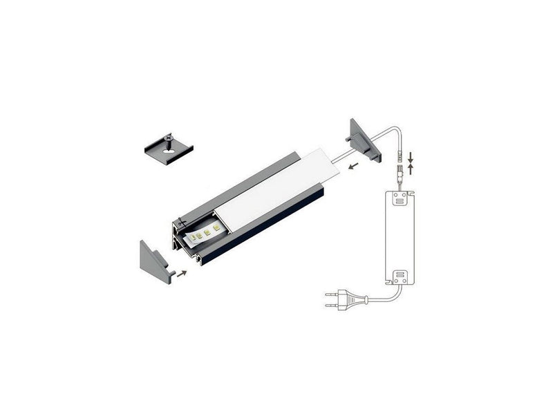 Light Solutions Aluminiumsprofil - Model C til Philips Hue og WiZ - Sort