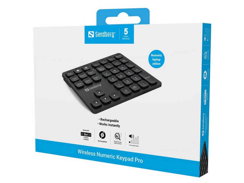Sandberg Wireless Numeric Keypad Pro - Numpad - Schwarz