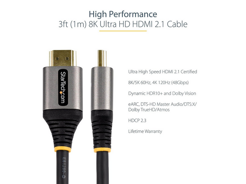 StarTech.com HDMI 2.1 Cable - Black - 1m