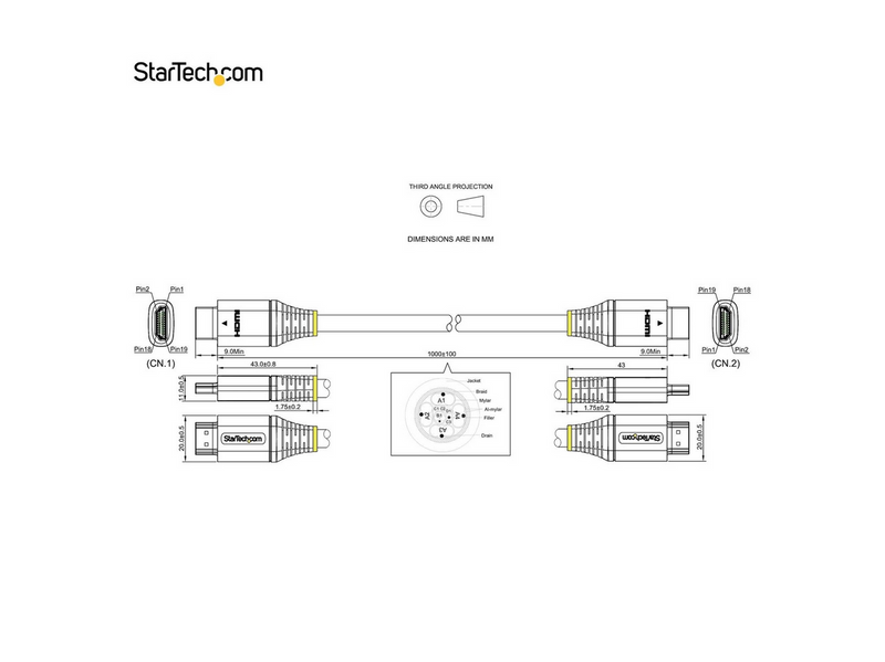 StarTech.com HDMI 2.1 Cable - Black - 1m