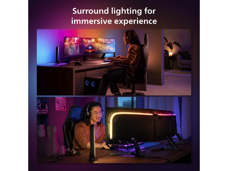 Philips Hue Play Gradient PC Lightstrip 24-27" 3-Pack + Hue Bridge
