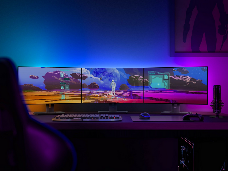 Philips Hue Play Gradient PC Lightstrip 24-27" 3-Pack + Hue Bridge
